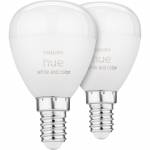 Signify Philips - Philips Hue White and Color ambiance Bombilla esf�rica - Bombilla inteligente E14 - (paquete de 2)